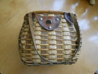 RETRO slaměná kabelka s kůží š19xd28xv22cm - má vady - foto - 1