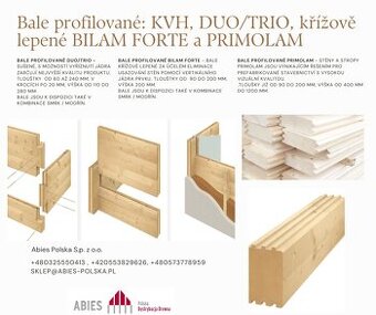 Bale profilované: KVH, DUO/TRIO, křížově lepené BILAM FORTE