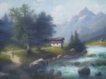 obraz romantická horská krajina - E. Pauly
