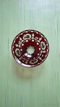Retro dvojlampa a mísa rubínové sklo - 1