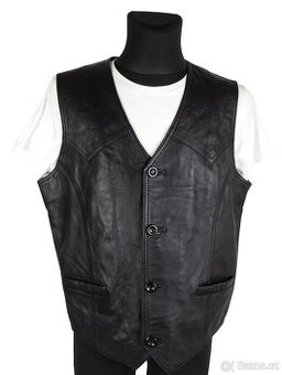 Kožená pánská černá vesta LEATHER SHOW vel. L