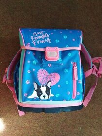 Školní aktovka Hama pro prvňáčky - motiv pejska modrá/růžová