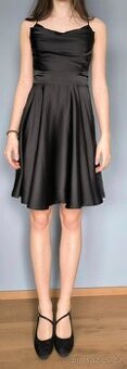 Černé saténové plesové/maturitní šaty, do tanečních,vel S,XS