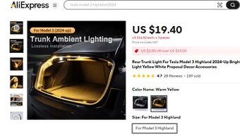 Tesla model 3 HL - zadní led pásek osvětlení kufru