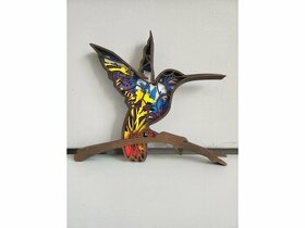 Dřevěná 3D dekorace Kolibřík - 1