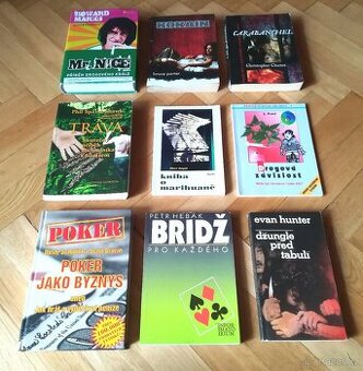 různé knihy - drogy, marihuana, kokain,poker,bridž
