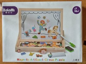 Dřevěné magnetické puzzle cirkus kreslicí deska - 1