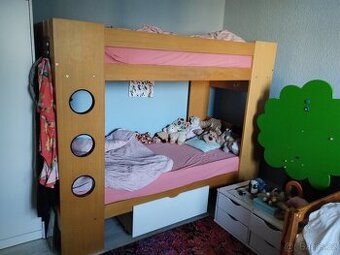 Dětská patrová retro postel dřevotříska