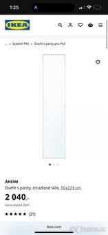 Zrcadlové dveře IKEA PAX ÅHEIM, 50×229 cm