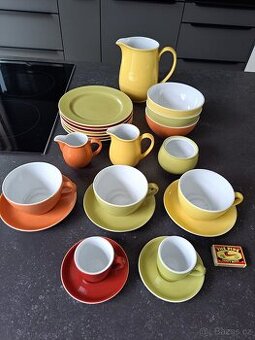 Barevný porcelánový servis Bauscher, 23 ks + 7 ks zdarma