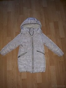 Dívčí zimní kabát kabátek bunda 7 šedá stříbrná vel 122