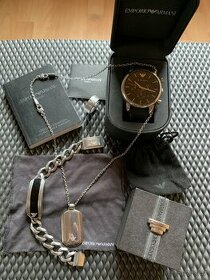 Emporio Armani pánský set hodinky,náramek,prsten ,náhrdelník