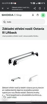 Novy, zabaleny základní střešní nosič Octavia III