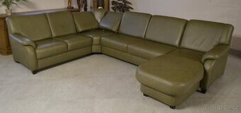 Kožená, rohová sedací souprava do tvaru "U".