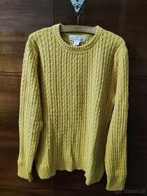 Hořčicově žlutý pletený svetr - 1