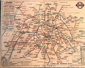 Stará mapka - metro Paříž 1938
