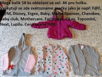MEGA BALÍK 58 KS DÍVČÍHO OBLEČENÍ VEL.86 ZA SUPER CENU 500,-