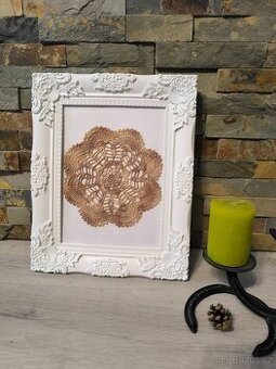 Originální ručně háčkovaný obraz – stylová dekorace