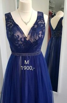 NOVÉ plesové šaty MODRO-BÉŽOVÉ