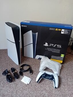 PS5 Slim Digital Edition + 2 Ovladače + Krabice | Top Stav