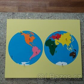 Montessori pomůcky zeměpis, mapa světa, puzzle