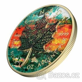 investiční střibrnné mince - Maple leaf - Bejeweled - 1