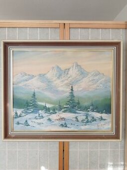 obraz ZIMNÍ VYSOKÉ TATRY, olej, Jan Boža Pospíšil 1946