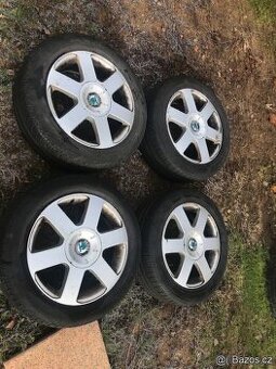 Alu kola 16” 5x112 Škoda a letní pneu 205/55/R16