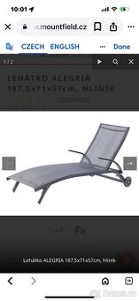 LEHÁTKO ALEGRIA 187,5x71x57cm, HLINÍK