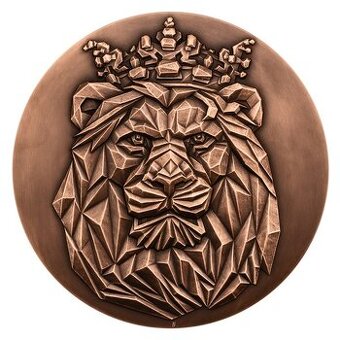 Měděná medaile Český lev s pamětním listem, inkusní ražba, p