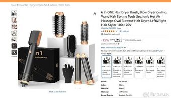 6 v 1 horkovzdušný kartáč na vlasy, sada stylingových nástro