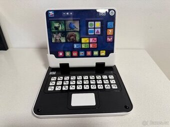 Notebook, pokladna, robot, robotický pes, kytara