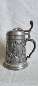 STAROŽITNÝ SECESNÍ CÍNOVÝ KORBEL Art Nouveau jugendstil