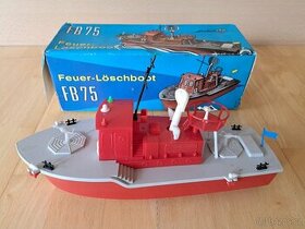 Hasičská loď na klíček - retro hračka 80. léta