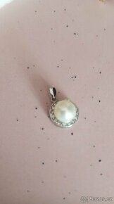 přívěšek s perlou a zirkony ve stříbře (Ag) - 1