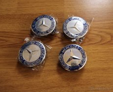 středové krytky Mercedes 75mm modré černé pokličky