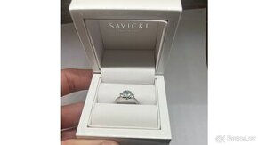 Prsten Modrý Aqvamarín, safíry i diamanty - 1