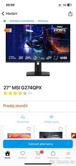 Herní monitor MSI G274QPX 27" WQHD