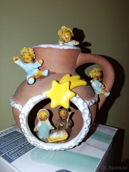 Roztomilý retro keramický betlém / džbánek