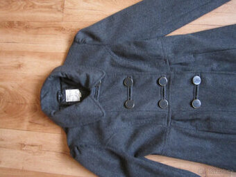 Vlněný tmavě šedý kabát vel. M/L