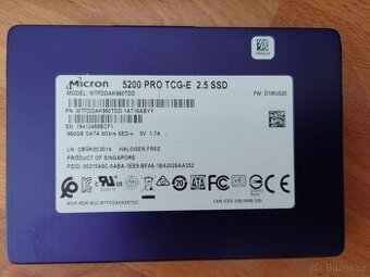 Prodám Enterprise SSD 960GB 2,5 SATA do NAS, Serveru