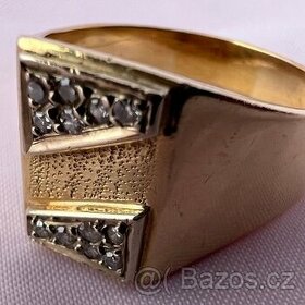 Masivní (pánský) zlatý prsten s Diamanty - 1