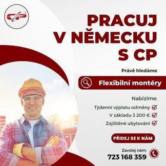 Práce v Německu s týdenní výplatou - možno IHNED - montér