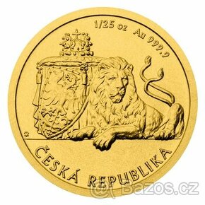 Investiční zlaté mince: 1/25 oz mince Český lev,