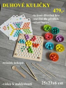 DŘEVĚNÉ HRAČKY - včeličky, duhové kuličky...