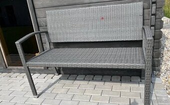 STILISTA Zahradní polyratanová lavička, 122 x 52 cm, šedá