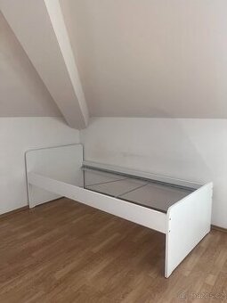 Postel s roštem, bílá, 90x200 cm