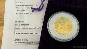 👑 Zlatá Investiční Mince Maple Leaf 1 Oz. 2022
