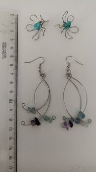 Náušnice s minerály, ruční tvorba