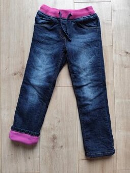 Zateplené džíny pro holku, vel. 128 cm
